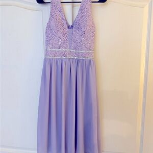 Purple Sleeveless V-Neck Midi Dress